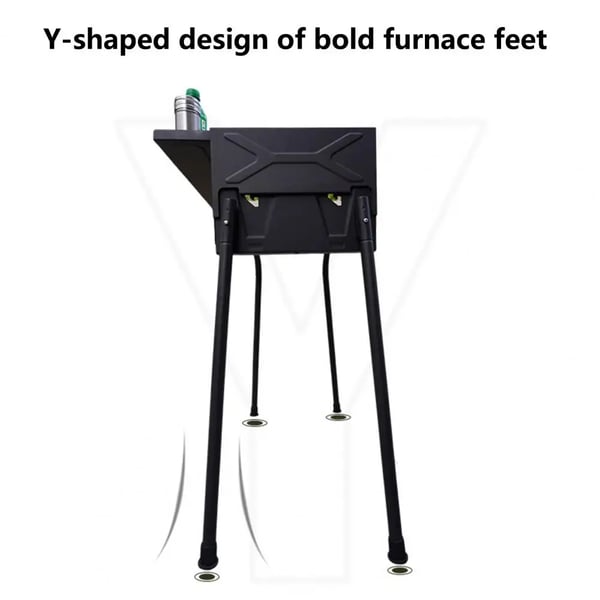 BBQ Grill, Justerbar Temperatur, Vindafvisende, Foldbar Opbevaringshylde,Sort