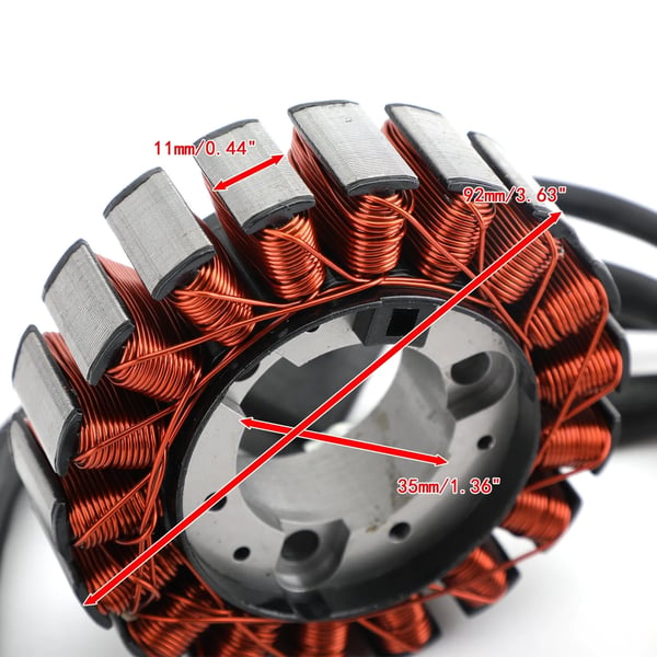 Generator Stator Spole, Indre Diameter 35mm, Ydre Diameter 92mm, Tykkelse 11mm, Kompatibel med Letvægtsmotorcykel, 5 Ledninger