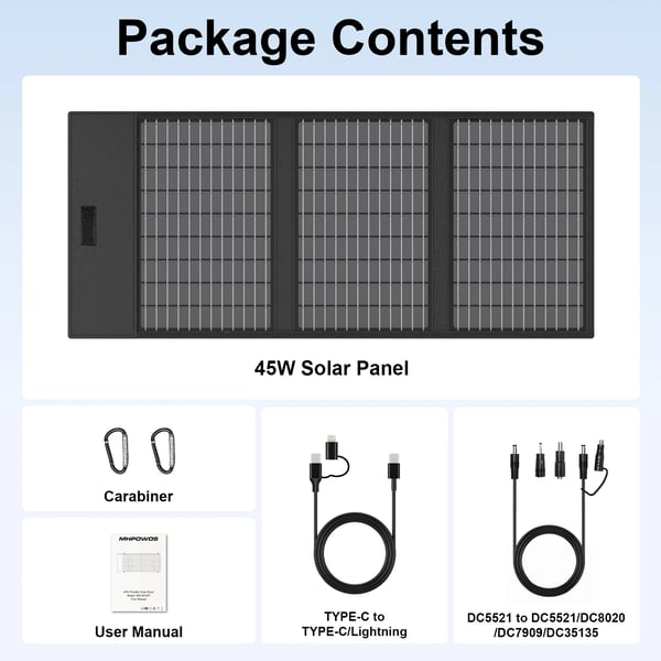 Solpanel, Bærbart Design, Høj Effektivitet,45W Solarpanel