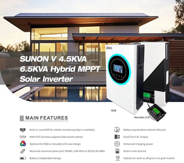 Hybrid inverter, dual AC-udgang, smart enhedskapabilitet,220-240V, 48V, 6200w-48v nuværende