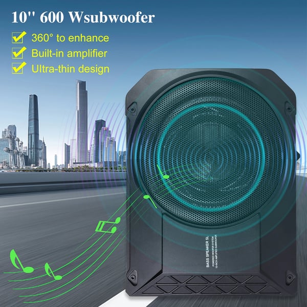 Bil Subwoofer, 10 Tommer, Maksimal Udgivelse 800W, RMS Effekt 250W, Frekvensrespons 20Hz - 150Hz, Følsomhed 91dB