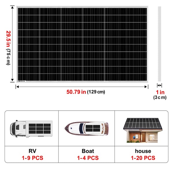 Solpanel, 200W effektuttag, hållbar konstruktion,200W