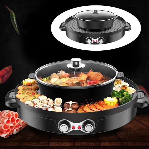 Elektrisk Hot Pot, Dobbelt Madlavningsmuligheder, Stor Serveringskapacitet,sort