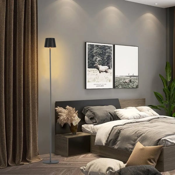 LED Gulvlampe, Berøringskontrol, Genopladeligt Batteri,sort