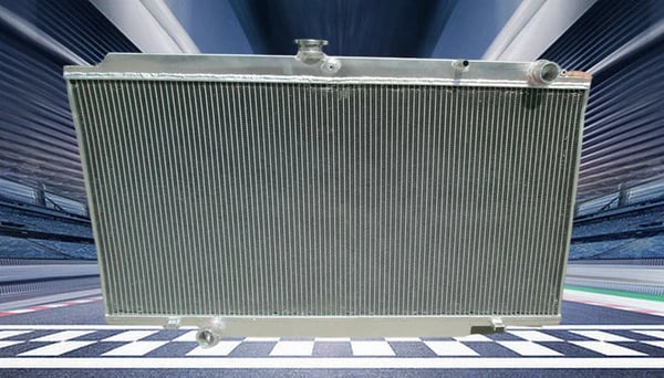 Radiator, Aluminium, Kerne Størrelse 450mm x 908,24mm x 52mm, Samlet Størrelse 926mm x 545mm x 64mm, Indløbs/Udløbs Diameter 35mm