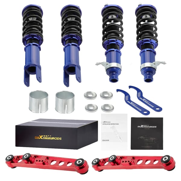 Coilover affjedringskit, aluminium materiale, 63 cm længde, 51 cm bredde, 22 mm forreste stangdiameter, passer til performance køretøjer