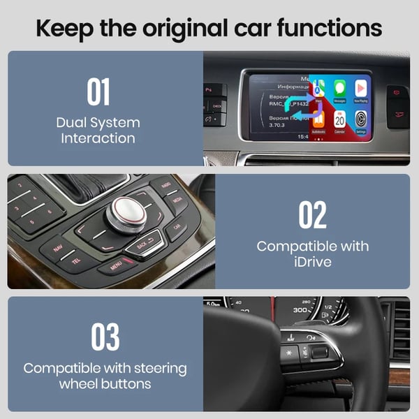 Liitännäisadapteri, langaton CarPlay, Android Auto -yhteensopivuus,MMI 3G
