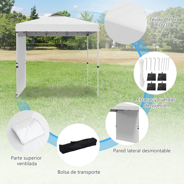 Folding Tent, Højdejusterbar, Holdbar Polyester,HVID