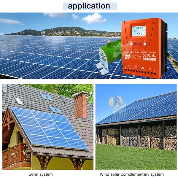 3000W Hybrid Aurinko- ja Tuulivoimakontrolleri, Automaattinen Jännitteentunnistus, Korkea Teho kapasiteetti,Solar1500W Wind1500W, AUTO 24V 48V, Ulkoinen tuulensarja hybridi
