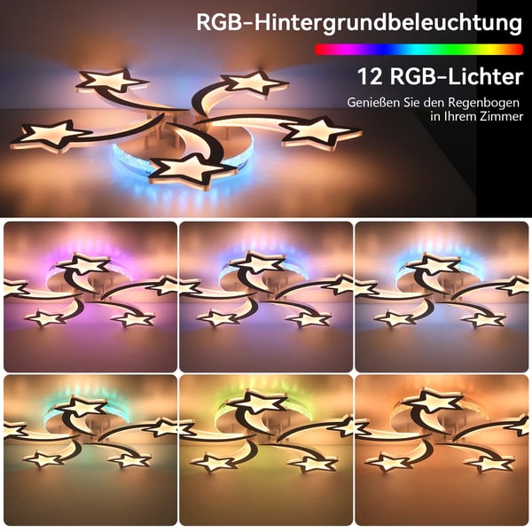 54W LED Loftlampe, RGB Farveskift, Justerbar Lysstyrke,54W, foranderlig