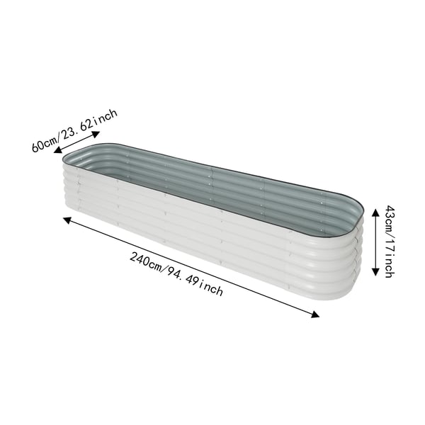 Hævet Havebed, Aluminium-zink Belagt Stål, 240*60*43cm, Nettovægt 16,81 kg, Gulvstående, Moderne Stil