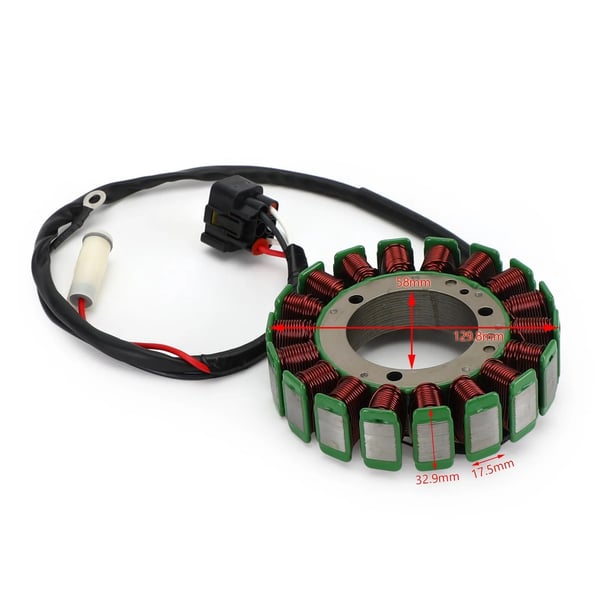 Generatorstator, højkvalitets kobber, 58 mm indre diameter, 129,8 mm ydre diameter, 7 stik, 18 poler