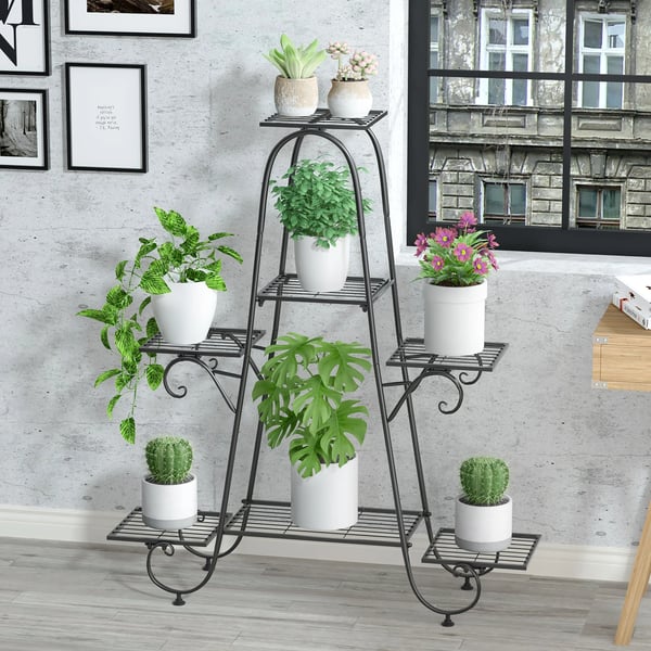 Metal Planteholder, 7 Niveauer, 20 kg Kapacitet,sort