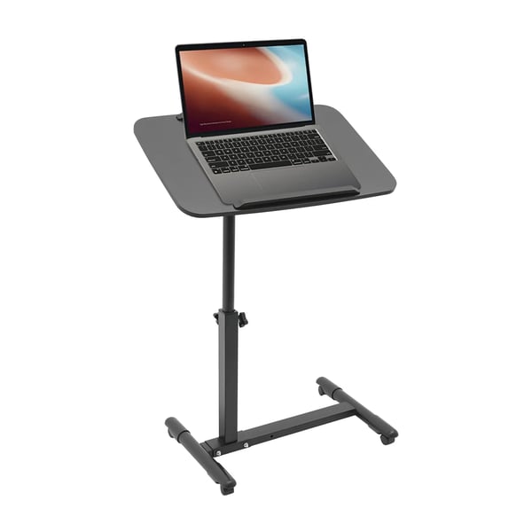 Mobil Stående Skrivebord, Justerbar Højde, Rullende Design,sort