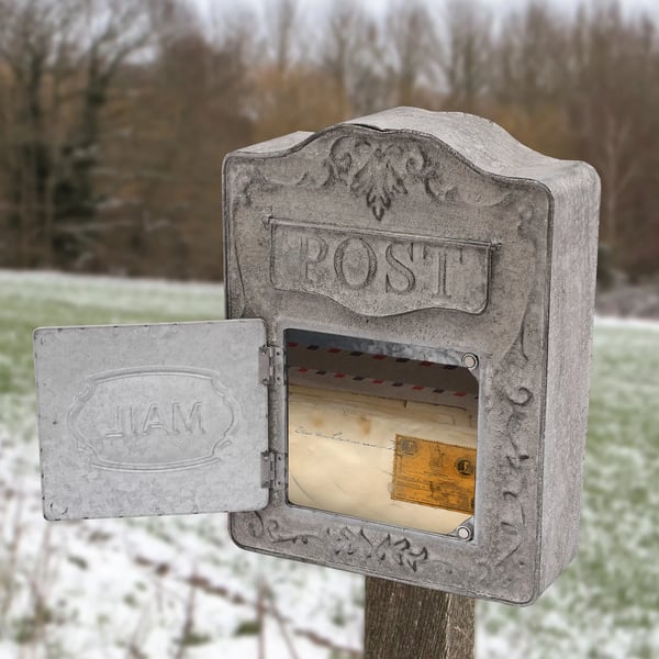 Postkasse, Vægmonteret Design, Rustik Metal Konstruktion,GRÅ