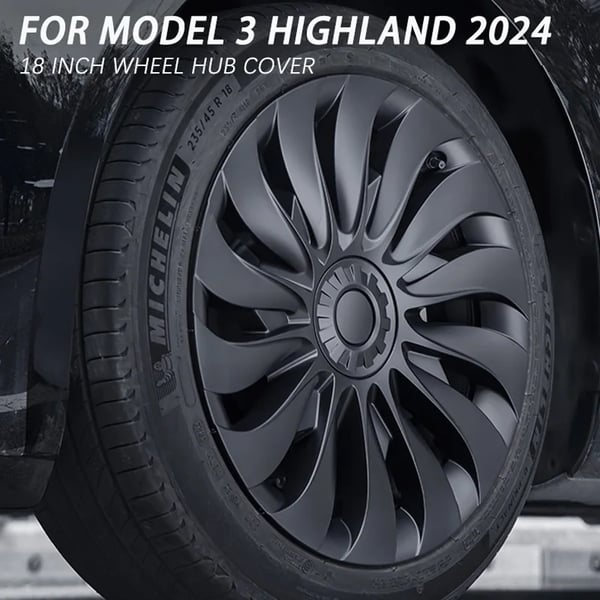 Hjulnav, Kompatibel med Tesla Model 3 Highland, Holdbar ABS Plast,matte sort