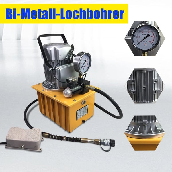 Elektrisk hydraulisk pumpe, 750W, 2-70 Mpa, 725-10.000 PSI,Gul