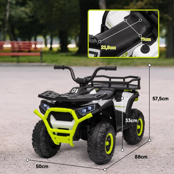 Elektrisk Quad, 12V Batteri, Fire Hjul, Belastningskapacitet 30 kg,grøn