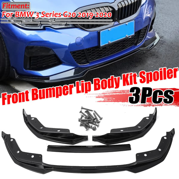 Bilens forreste kofanger lip spoiler, glansfinish, skræddersyet pasform til BMW 3 Series G20,sort