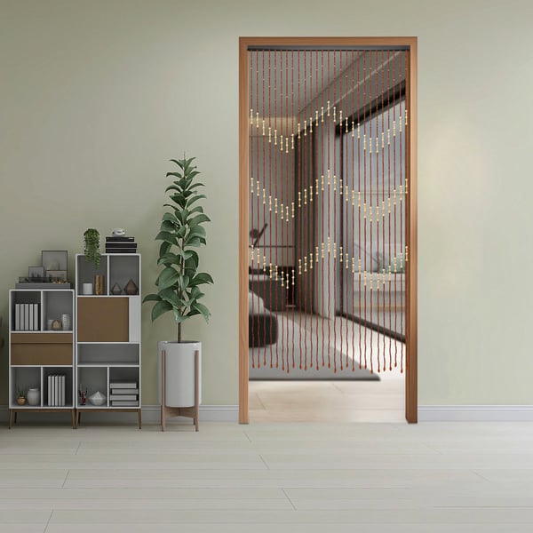 Perle Gardin, Bambus og Træ Materiale, 90 x 175 cm, Nem Installation, Insektblokkerende Funktionalitet, Retro Design