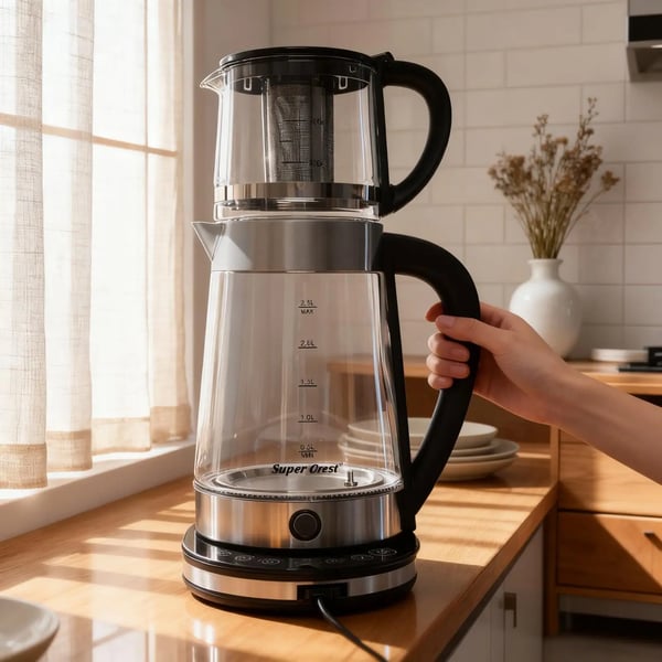 Støttende Elkedel, Stor 2,5L Kapacitet, Lille 1L Kapacitet, 220-240V, 1500W Effekt, LCD Skærm