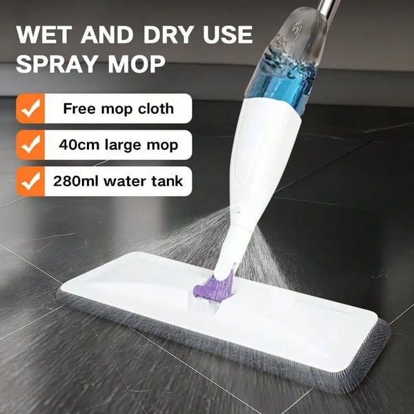 Golvmopp, Sprayfunktion, Lättviktsdesign,VIT