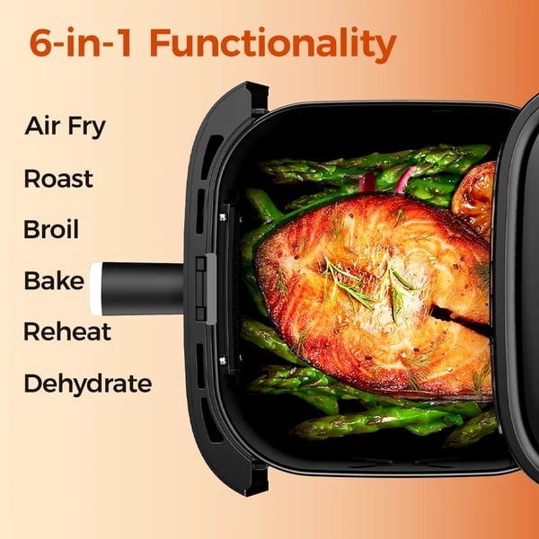 Air Fryer, 8-i-1 Madlavningsindstillinger, Digital LED Skærm,EU, Sort