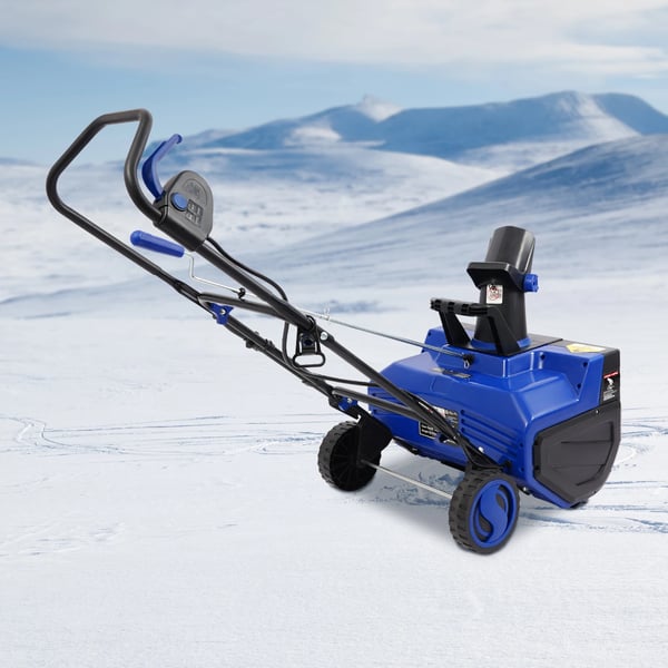 Sähkölumilinko, ergonominen kahva, 180° säädettävä heittoputki,Sininen