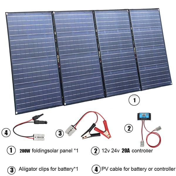 Solpanel, Fällbar, Hög Effektivitet,200W