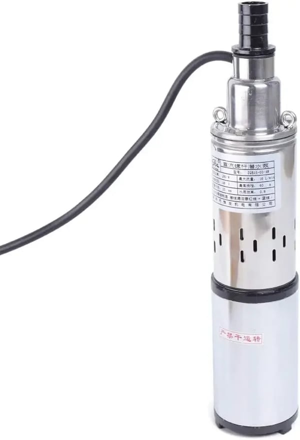 Undervandsvandpumpe, Rustfrit Stål, Solenergi Kompatibel,EU, Sølv, 48V