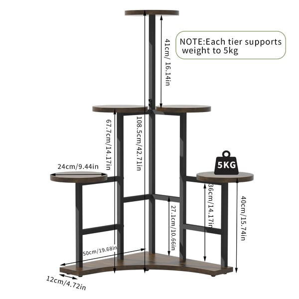 Planteudstillingsstativ, 6-lags design, robust konstruktion,Brun