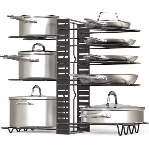 Pot Rack Organizer, Justerbare Lag, Holdbar Jernkonstruktion,sort