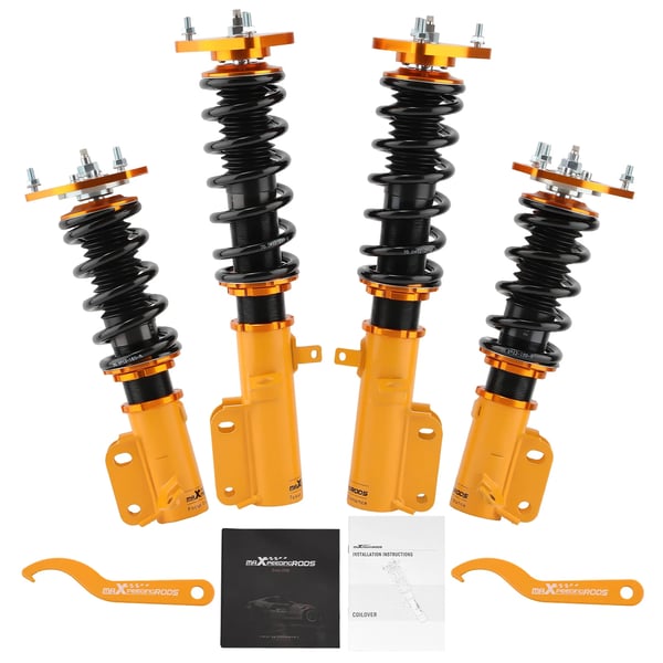 Coilover Dæmper, 24 Niveaus Justerbar Retur Dæmpning, Kompatibel med Toyota Corolla E90 E100 E110 AE92 AE101,guld