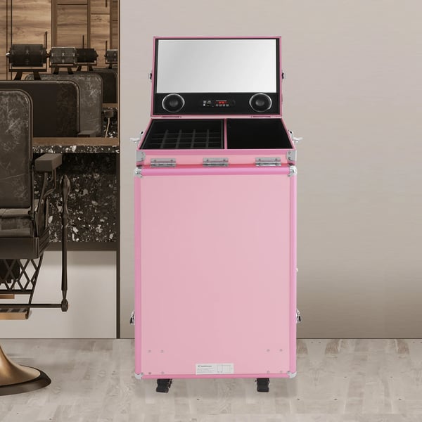 Makeup Trolley Kuffert, Foldbart Design, God Plads,Pink