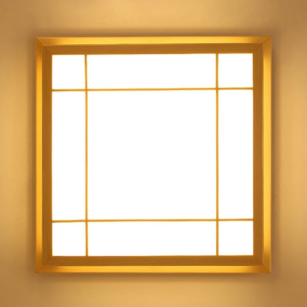 LED Loftlampe, Fyrretræ og PVC, Firkantet Base, Varm Belysning