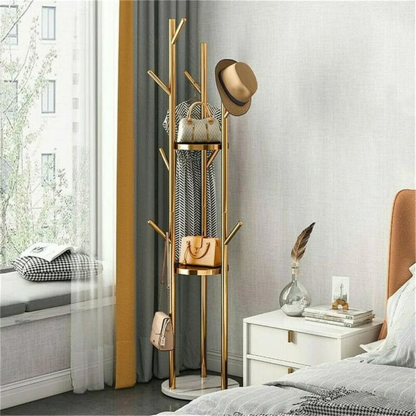 Kappeholder, Fritstående Design, Flere Krog,L, Guld