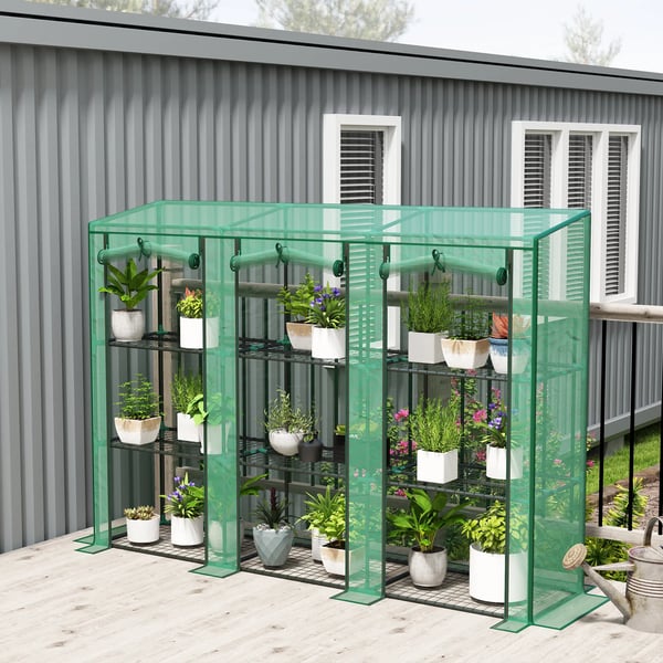 Drivhus, 9 Hylder, Vandtæt Design,lys grøn