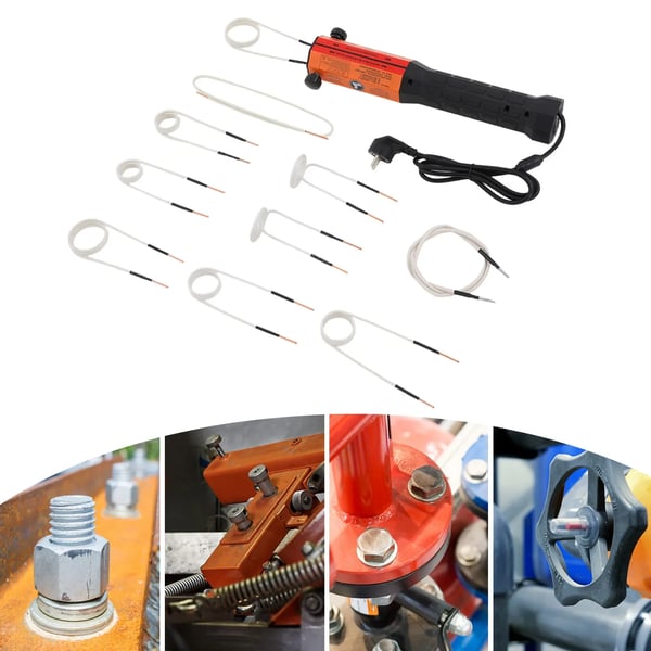 Induktionsvarmer, 1000W effekt, maksimal temperatur 856°F, 10 spoler inkluderet, ergonomisk håndtag, sikkerhedsfunktioner