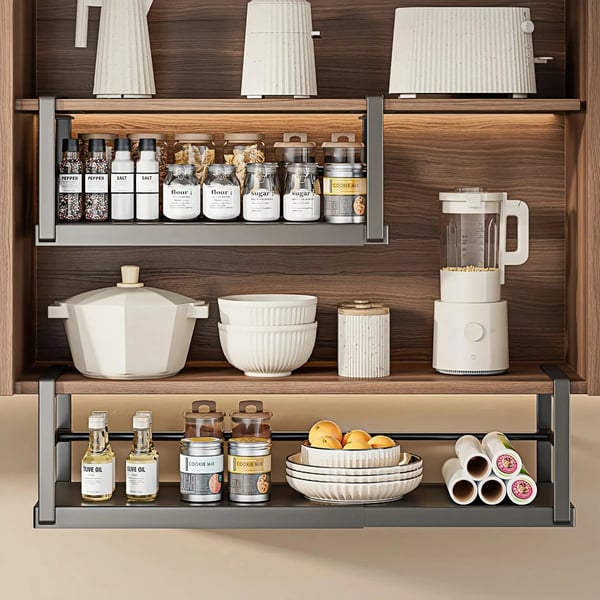 Under hylde opbevaringskurv, justerbar bredde, tungt design,sort