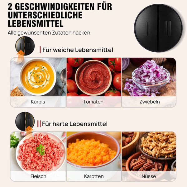 Matberedare, rostfria blad, 2L kapacitet, 2L