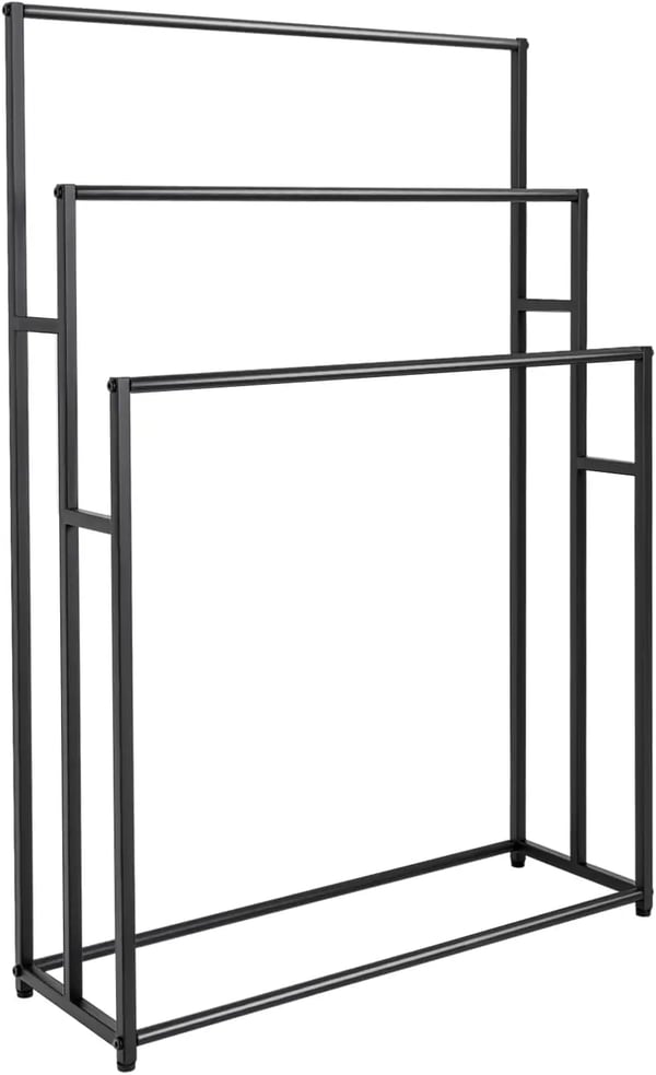 Håndklædeholder, Fritstående, 3-lags Design,sort