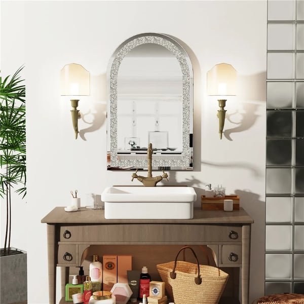 Væg Spejl, Elegant Design, Funklende Facetter,Sølv