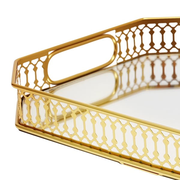 Dekorativ Bakke, Jern og Glas Materiale, Dimensioner 35*25*5 cm, Egnet til Bordplader, Flerbrugsbrug, Nem Vedligeholdelse
