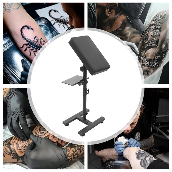 Tattoo Armstøtte, Højdejusterbar, Ergonomisk Design,sort