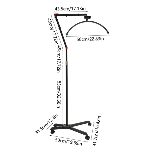 Halvmåne Lampe, Justerbar Lysstyrke, 360° Rotation,Sort