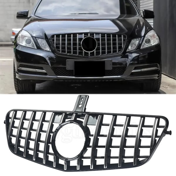 Grillmontering, ABS-materiale, kompatibel med Mercedes Benz W212 E-Klasse,Krom med sort