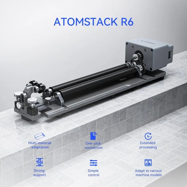 Rotary Roller med Hævefødder, Understøtter 1–80 mm Diameter, 3 kg Belastning, Maksimal Længde 1 Meter, USB-forbindelse, Justerbar Højde