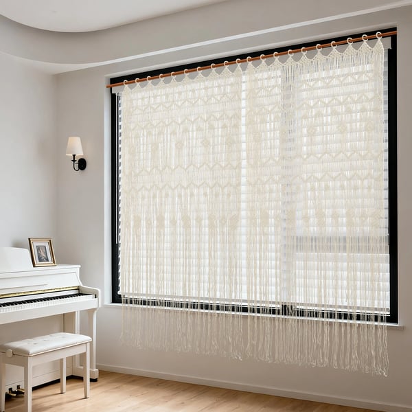Gardiner, Handvävda, Rumsavdelare,Beige