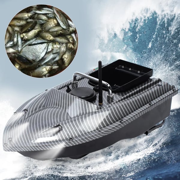RC Baitbåt, 500m Kontrollområde, 1,5kg Lastkapacitet, LED Kryssningsljus,svart