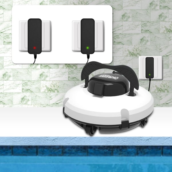 Trådløs robot poolrenser, dobbeltmotorer, 5200mAh batteri,Elfenben